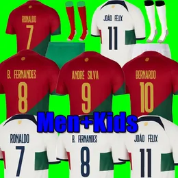2022 G.RAMOS Jerseys de futebol portugu￪s Bruno Fernandes Joao Felix Lea Leo Portuguusa 22 23 Camisa de futebol Bernardo Portugieser Men Uniforms Kit Kit com meias