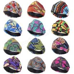 African Printed Pattern Satin Lining Headband Turban For Women Head Wrap Sports Bandanas Yoga Hair Bands Accessories