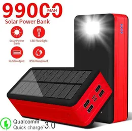 99000MAH Solar Power Bank de grande capacidade Carregador portátil LED 4USB Viagem ao ar livre Bateria externa para iPhone Samsung Xiaomi Y9805606