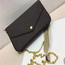 New Genuine Leather Fashion Chain Shoulder Bags Handbag Presbyopic Mini Wallets Mobile Card Holder Purse M61276304L