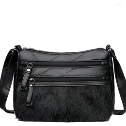 Evening Bags Women Shoulder Bag Leather High Quality Fur Luxury Designer Fashion Winter Pockets Bolsa Feminina De Ombro Cross Body