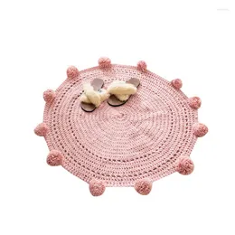 Blankets Handmade Style Ball Carpet Wool Woven Circular Floor Mats Bedroom Bedside Bay Window Cushions Blanket