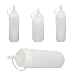 Storage Bottles 6X Clear White Plastic Squeeze Sauce Ketchup Cruet Oil 8Oz