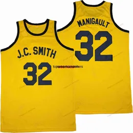 Custom Earl Manigault #32 J.C. Smith Street Basketball Jersey 스티치 노란색 크기 S-4XL 이름 및 번호 유니폼