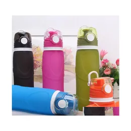 Other Drinkware Foldable Sile Water Bottle Leakproof Bottles High Quality Ecofriendly Outdoor Sports Cam Hiking Bicycle Drop Deliver Otzvm