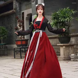Sahne Giyim Çin Traditioanl Hanfu Kadın için Zarif Peri Dans Kostümü Oriental Performans Retro İşlemeli Halk Elbiseleri