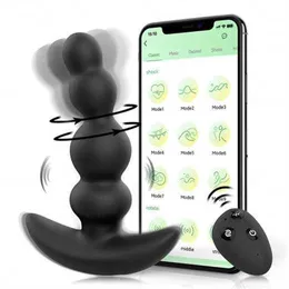 Massager Vibrator Sex Toys for Men Sohimi App Remote Control Anal Beads Butt Plug Women Man Gay Vibrating en Roterende pluggen