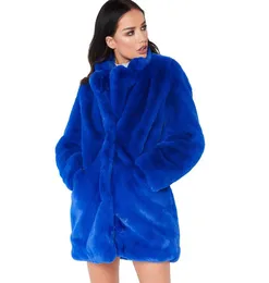 Donne inverno sciolto soffice pelliccia faux pelliccia blu ragazze spesse calda giacca pelosa di moda a vento da donna lungo abbigliamento da donna 5295554