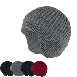 Uomo Donna Inverno Berretto caldo Acrilico Tinta unita Paraorecchie da sci Skullies Berretti lavorati a maglia Cappello moda cappelli da sci in maglia di lana