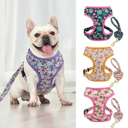 Dog Collars Leashes Dog Harness With Leash Belt Mesh Nylon Dogs Vest Harnesses Pet Lead Rope for Small Medium Large Dogs French Bulldog Pug XS-L T221212
