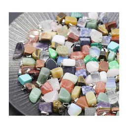 Pendant Necklaces Irregar Natural Stone Gemstone Agate Crystal Quartz Turquoise Malachite Jade Amethyst Pendants With Leather Chains Dhizp
