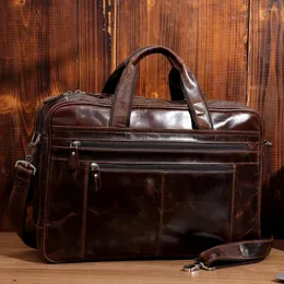 Bortkörningar Joyir Men väska äkta läder bärbara väskor 17 "Messenger för kontorsdokument Totes Business Handbag Man