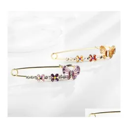 Pinos broches feminino pinos de cristal jóias de jóias de jóias de jóias de jóias pegados de peito de cachecol ou acessórios de decoração de colarinho Drop Dhted