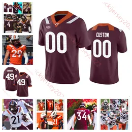 American College Football Wear Mens Custom College Virginia Tech Hokies Football 15 Tahj Bullock 2 Keyshawn Burgos 49 Ayden Burkey Luke Bussel Mattheus Carroll 65 Xa