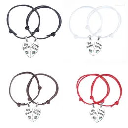 Charm Bracelets 4-color Rhinestone Friends Sister Bracelet Women Jewelry Heart Shape Kpop DIY Gift To Girlfriend Eldest Younger Splicing