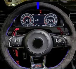 Customized Car Steering Wheel Cover Suede Car Accessories For Volkswagen VW Golf R MK7 Golf 7 GTI VW Polo GTI Scirocco 2015 2016