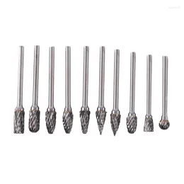 Dekorativa figurer 10st/låda Rotary Burrs Metalbearbetningsfiler Burr Bit Set 3mm Shank 6mm Skärhuvuddiameter