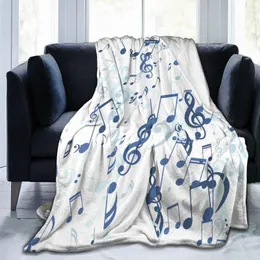 Blankets Flannel Blanket Abstract Music Notes BassTreble Clefs Soft Thin Fleece Bedspread Cover For Bed Sofa Home Decor Dropship