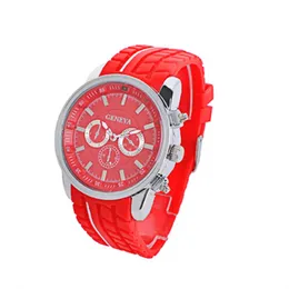 2017 Geneva Watches Students Silicone Band Sport Geneva Quartz Pointer Watches 6 colors Big Dial Racing Relogio Masculino238N