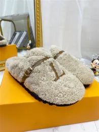 Designer Luxury Winter PASEO FLAT COMFORT Slippers House Full Soft Inspired Fluffy Plush Platform Flats Ladies cotton slippers With Box