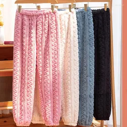 Indumenti da notte da donna Pantaloni da pigiama caldi autunnali da donna Abbigliamento da salotto termico Pantaloni da donna Casual Home Coral Fleece Abbigliamento da casa allentato