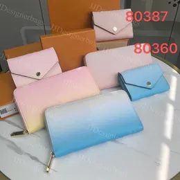 Mens Zipper Wallets Womens Men Multicolor حامل بطاقة ائتمان قصيرة محفظة Classic Pocket Victorine Leather Wallet مع Box234n