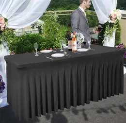 Gonna da tavolo in spandex Tovaglia elastica da 6 piedi per la decorazione di compleanno di nozze per feste Tovaglia bianca nera resistente alle rughe
