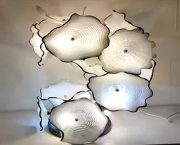 Anpassade Murano -plattor Golvlampor Flower Design Glass Art Sculpture Stand Lamp Modern Decor in White Color1717137