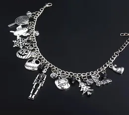 Link Chain The Nightmare Before Christmas Bracelet Jack Skellington Snowflakes Pumpkin Skull Charms Bangle Bracelets Halloween Je3401292