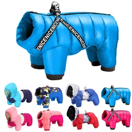 Dog Collars Leashes Winter Pet Dog Clothes Thick Warm Dogs Jacket Coat Jumpsuit With Harness Reflective Waterproof Dogs Down Jacket Snowsuit 3 Layer T221212