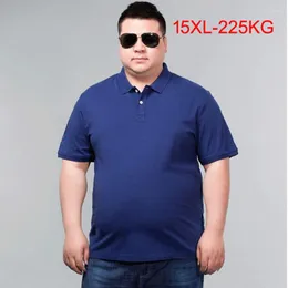 Men's Polos T-shirt Large Size 9XL 12xl 11xl 10XL 14XL 15XL Cotton Short-sleeved Summer Blue Lapel