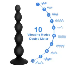 Sex toys masager Massager anal IKOKY Anal Beads Butt Plug Vibrator Prostate Massage 10 Speed Dual Motor Remote Control Anus Stimulator Toys For Men Women TP9Y