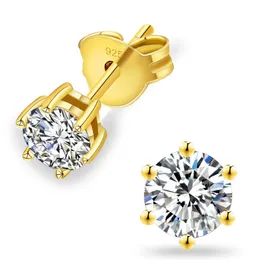 Moda cl￡ssica 0,6ct-1ct redonda brilhante Moissanite 925 Brincos de ouro prateado esterlino Brincos de ouro para homens Mulheres Nice presente