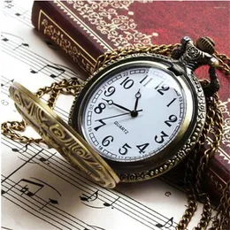 Карманные часы Unisex Antique Case Vintage Brass Rib Chain Patter