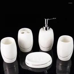 Set di accessori da bagno 5 pezzi Prodotti per la toilette da bagno Accessori per la decorazione personale Vassoio per piastrelle Portasapone in ceramica Portaspazzolino Dent