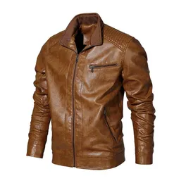 Men039s Jackets Mens Pu Faux Leather Jacket Зима мужская повседневная сплошная сплошной