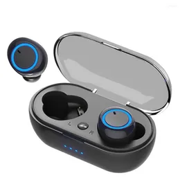 Microphones Bluetooth-kompatibel 5.0 Trådlös hörlur 250mAh Stereo Headset In-Ear Touch Control hörlurar Välj låtar och CallTWS Y50