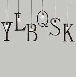 Pendant Lamps Letter Light Geometric Digital Nordic Creative Kitchen Island Decorative Hanging Lamp Alphabet