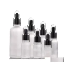 Packing Bottles 5100Ml Frosted Glass Bottle Essential Oil Per Liquid Reagent Pipette Dropper Black Plastic Lids With Clear Dust Drop Dhfqq