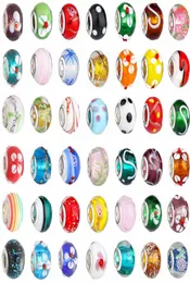 100pcslot mix F￤rg Big Hole Glass Crystal Beads Charm Loose Spacer Craft European P￤rled f￶r armband Halsbandsmycken Fynd 1200346