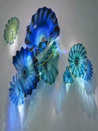 100 Mund geblasene Borosilikat -Lampen Blau und gr￼ne Farbe El Hochzeit Herzst￼ck Lobby Temperierte Glasplatten Wandkunst Lampe3012330