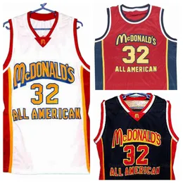 Custom Mcdonald's All American #32 Basketball Jersey Men's Ed White Blue Red Any Name Number Size S-4xl