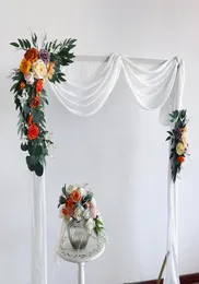 Decorative Flowers Wreaths 2pc Autumn Wedding Arch Backdrop Wall Decor Road Lead Artificial Row Welcome Sign Corner Pography Pro4853157