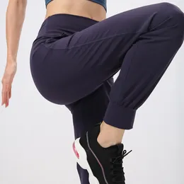 Calças de jogging femininas Roupas de calças esportivas de ioga Calças de moletom fitness de cintura alta Leggings de corrida de cor sólida Calças casuais VELAFEEL