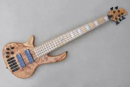 Fabryka niestandardowa 5 strun Elektryczna gitara basowa lewa ręka czarna twarda szkielet klonowa szyja podstrunkowa za pośrednictwem oferty nadwozia dostosowana