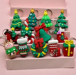 Cartoon 3D Weihnachtsfeier Thema Schlüsselanhänger Auto Tasche Anhänger Weihnachtsbaum Socke weiches Gummi Schlüsselanhänger Halter Geschenk