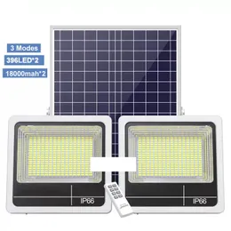 Solar Flood light LED Double head Wall Lamps Outdoor Waterproof Spotlights for Courtyard Garden Street with remote controller