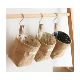 Other Home Storage Organization Creative Cotton And Linen Desktop Bag Wallmounted Hanging Bags Dormitory El Baskets Wq616 Drop Del Ot5Tc