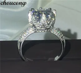 choucong Anello di fidanzamento con fede nuziale in argento sterling 925 con diamante da 8 ct, taglio rotondo, 11 mm, per donna, Sz 5108726106