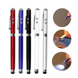 Metall multifunktion kulspetspenna Touch Kapacitans 4-i-1 annonsLOGO Custom Made Rollerball Pen 1,0MM